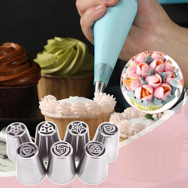 Bakerose™ – 7-teiliges Spritztüllen-Set für perfekte Blüten aus Zuckerguss (40 % Rabatt)