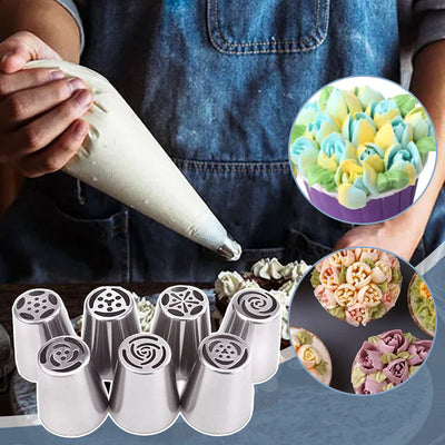 Bakerose™ – 7-teiliges Spritztüllen-Set für perfekte Blüten aus Zuckerguss (40 % Rabatt)
