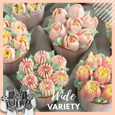 Bakerose™ – 7-teiliges Spritztüllen-Set für perfekte Blüten aus Zuckerguss (40 % Rabatt)