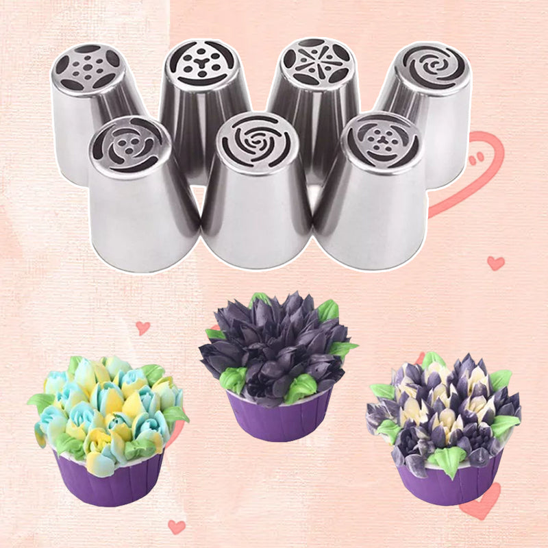 Bakerose™ – 7-teiliges Spritztüllen-Set für perfekte Blüten aus Zuckerguss (40 % Rabatt)