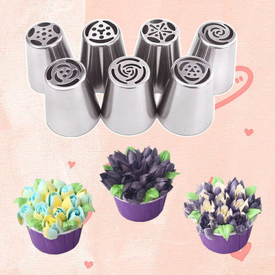 Bakerose™ – 7-teiliges Spritztüllen-Set für perfekte Blüten aus Zuckerguss (40 % Rabatt)